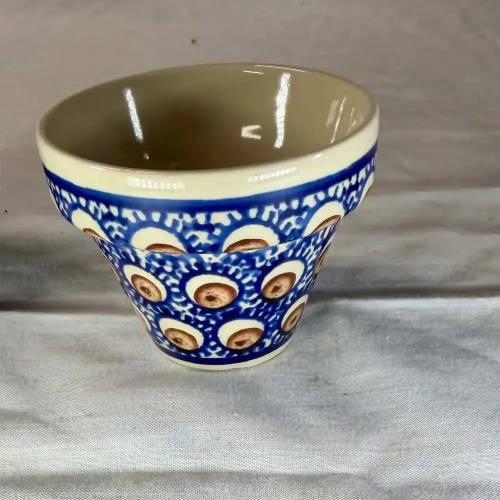 Williams-Sonoma Polish Pottery Stoneware Flower Pot Planter Made in Poland